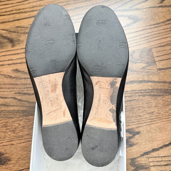 Chloé Women's Black Lauren Scalloped Leather Ballerina Flats - size 38 | US 8 - Picture 5 of 9